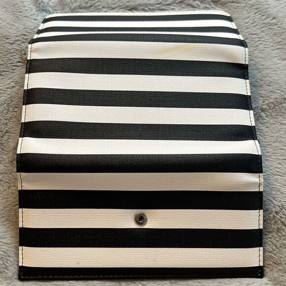 Kut from the Kloth Black & White Stripe Three Fold Long Wallet - Picture 5 of 10